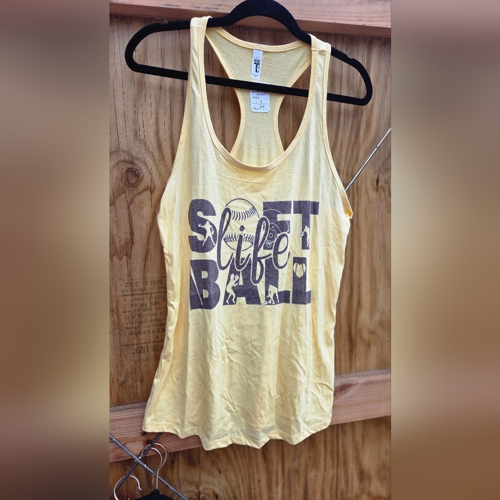 Yellow Softball Life Graphic Tank Top